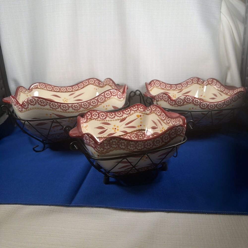 Temp-tations Old World Cranberry Red 3-Pc Nesting Square Baker Set Wire Racks